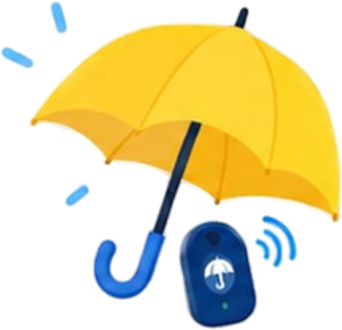 Guarda-chuva amarelo com o rastreador ME LEVA